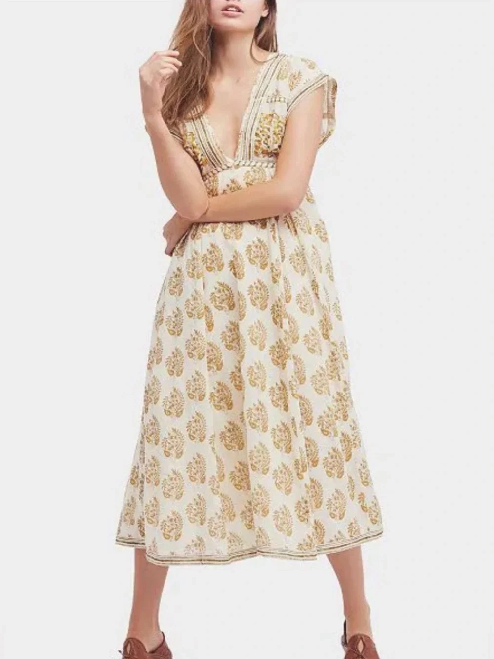 Free People Riakaa Printed Midi Dress